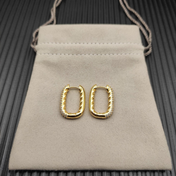 David Yurman Gold 24.3&Atilde;15.9mm Pav&Atilde;&copy; Hoop Earrings