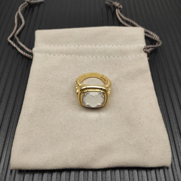 David Yurman Gold 14mm Square Pav&Atilde;&copy; White Diamond Ring