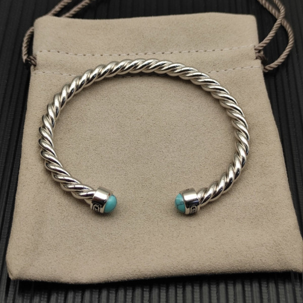 David Yurman 6mm Sterling Silver Turquoise Cable Cuff Bracelet