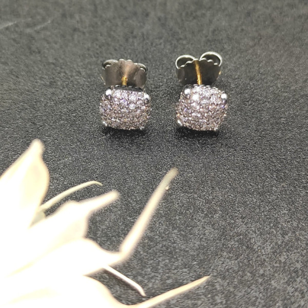 David Yurman 9mm Silver Four-Prong Pav&Atilde;&copy; Diamond Stud Earrings