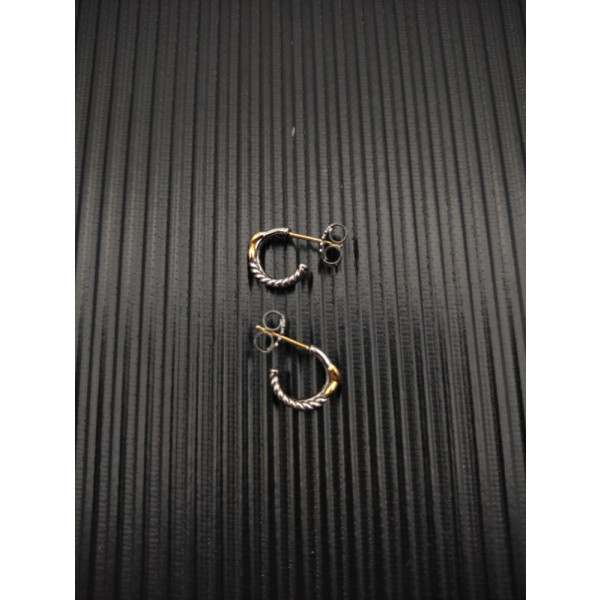 David Yurman 12.6mm X-Shape Gold and Silver Cable Hoop Earrings