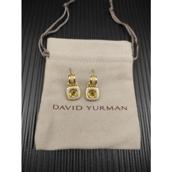 David Yurman Gold Yellow Pav&Atilde;&copy; Square Cable Drop Earrings