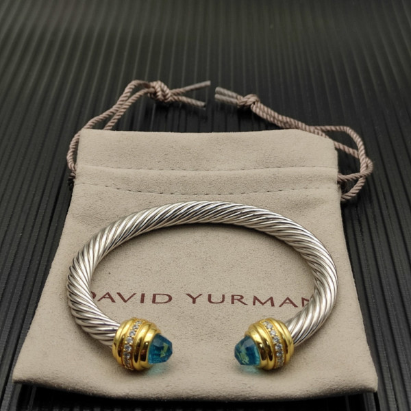 David Yurman 7mm Gold Blue Diamond Head Gemstone Bracelet, Fits Wrist Sizes 16&acirc;20cm