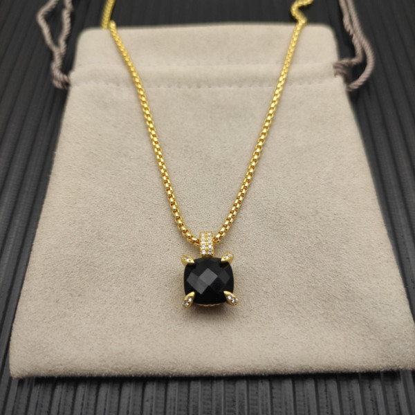 David Yurman 11mm Four-Prong Black Pav&Atilde;&copy; Diamond Necklace
