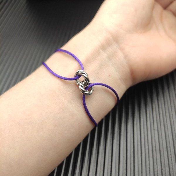 David Yurman Purple Double Ring Sterling Silver Nylon Cord Bracelet