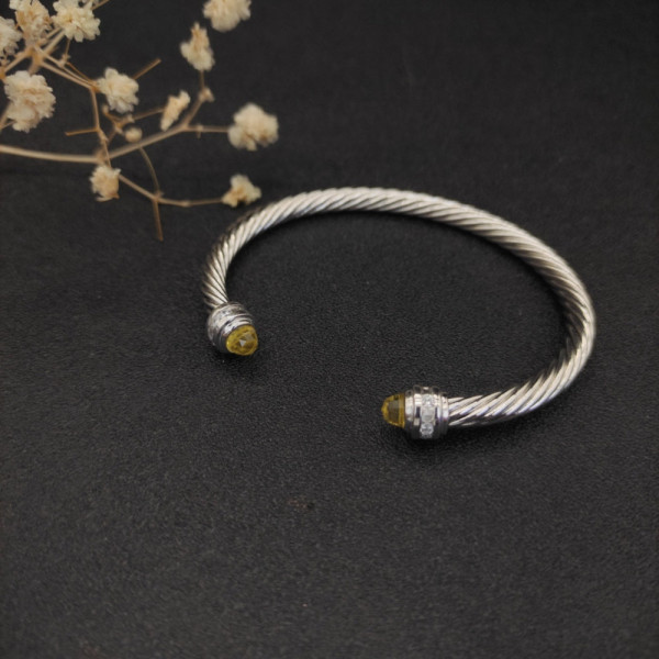 David Yurman 5mm Gemstone Yellow Diamond Station Cuff Bracelet