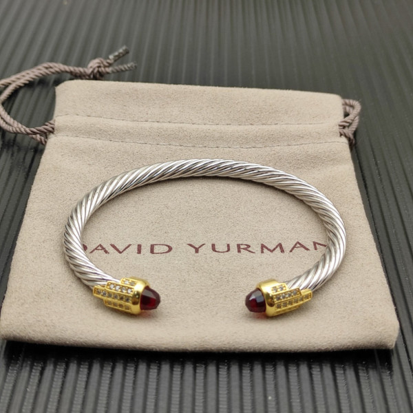 David Yurman 5mm Gold End Sterling Silver 5-Row Pav&Atilde;&copy; Red Diamond Bracelet