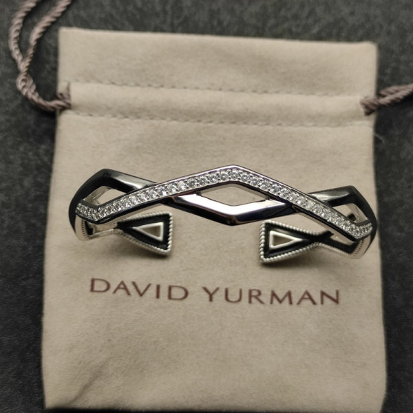David Yurman Silver Two-Row Cuff Bracelet 13mm, Fits Wrist Size 16cm - 20cm