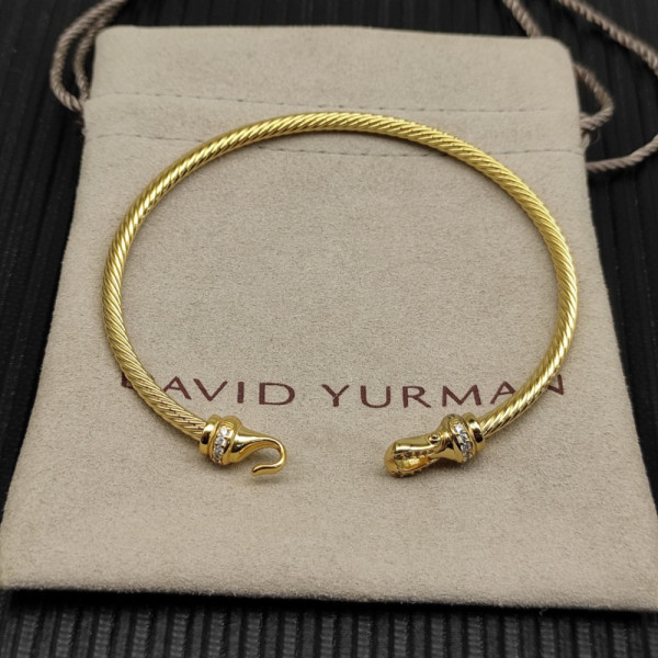David Yurman Gold 3mm Pav&Atilde;&copy; Hook-End Bangle Bracelet