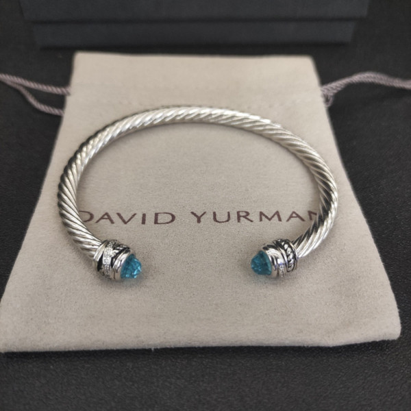 David Yurman 5mm Cable Classics Rotating Blue Diamond Cuff Bracelet