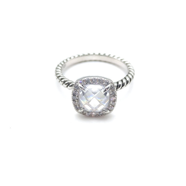David Yurman Four-Prong Square White Diamond Ring