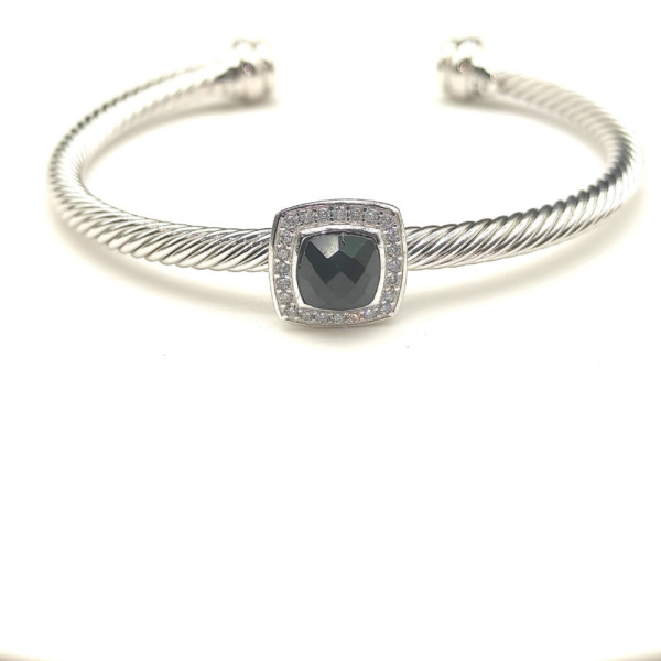 David Yurman 4mm Square Pav&Atilde;&copy; Cable Bracelet with Black Diamonds