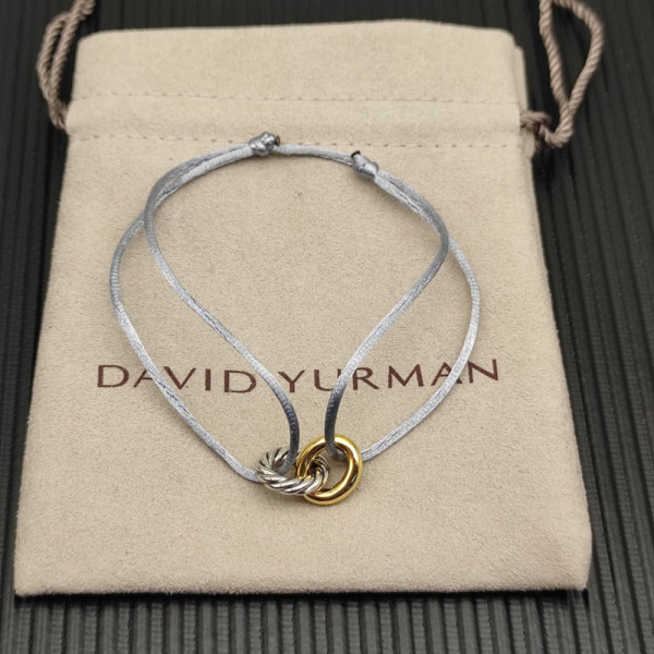 David Yurman Grey Double Ring Nylon Cord Bracelet