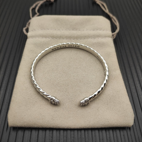 David Yurman 6.2mm Sterling Silver Engraved Cable Bangle Bracelet