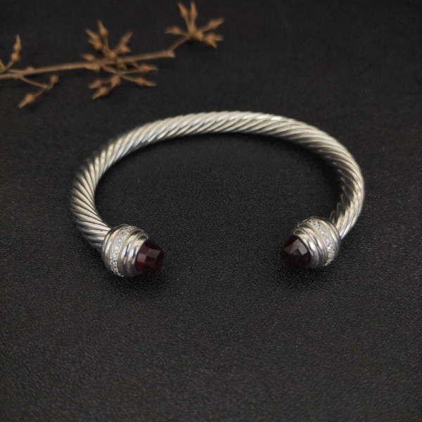 David Yurman 7mm Cable Bracelet with Red Pav&Atilde;&copy; End Caps
