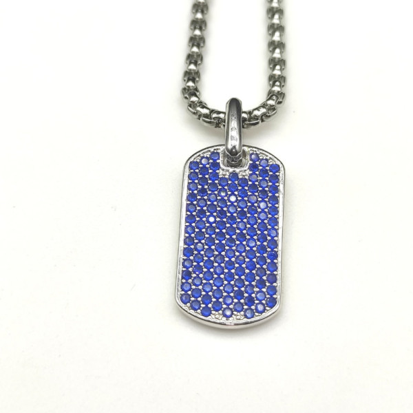 David Yurman Fully Pav&Atilde;&copy; Blue Diamond Tag Necklace