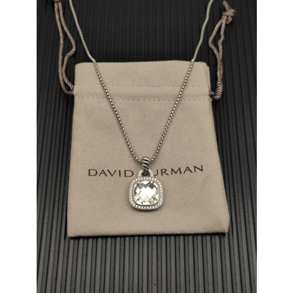 David Yurman 14mm Square White Diamond Necklace