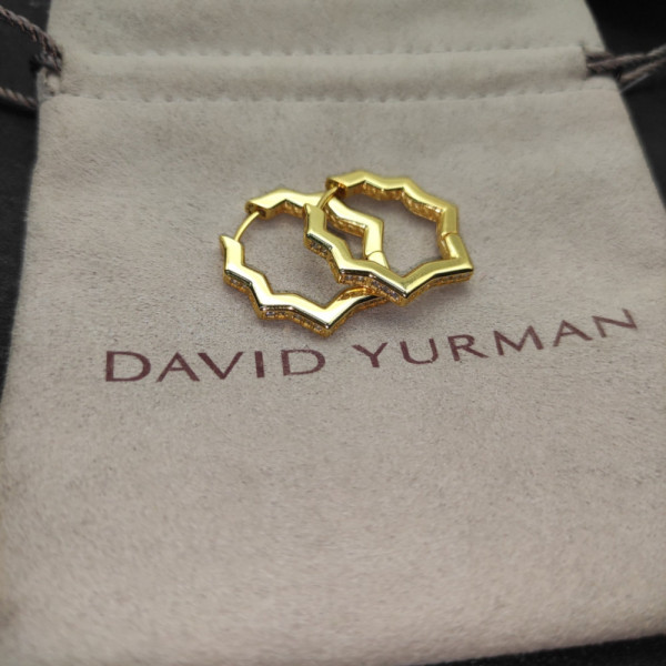 David Yurman 22.8&Atilde;2.6mm Gold Pav&Atilde;&copy; Hexagon Earrings