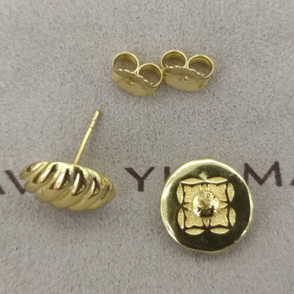 David Yurman Gold Tone 14mm Cable Spiral Stud Earrings