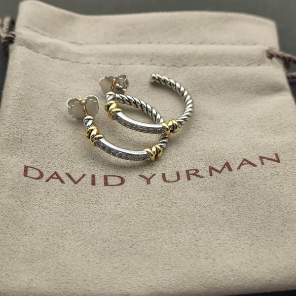 David Yurman Gold and Silver Gold Wire Wrapped Earrings