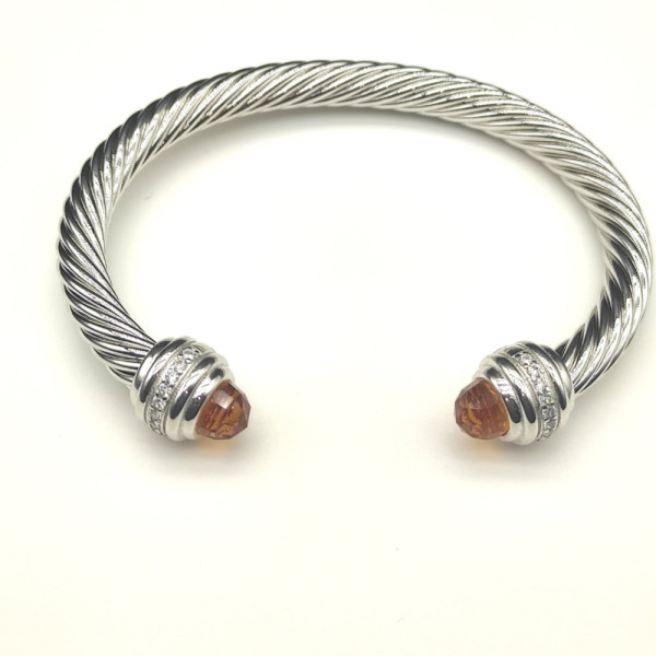 David Yurman 7mm Champagne Diamond-Set Cable Cuff Bracelet