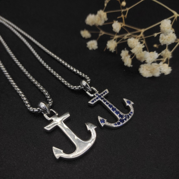 David Yurman Maritime Anchor Blue Diamond Necklace
