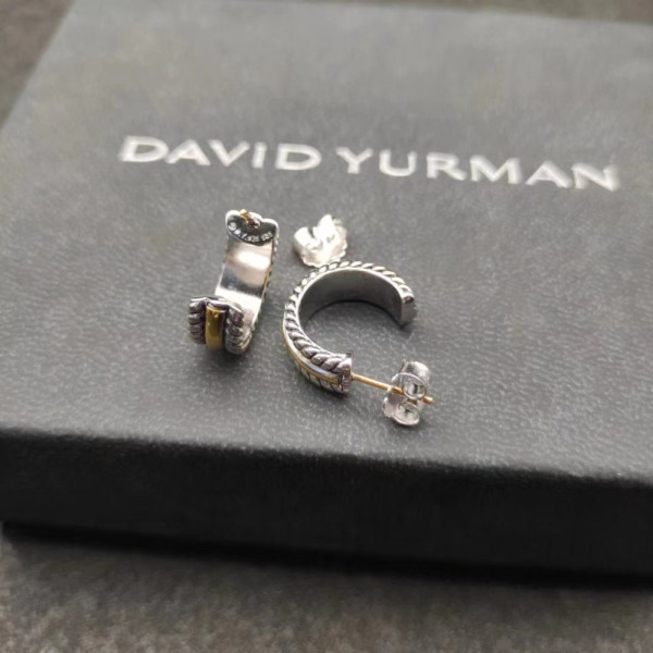 David Yurman 11.4mm Silver Diamond Half Hoop Earrings