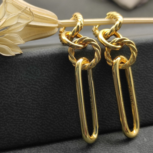 David Yurman Gold Four-Ring Earrings, 53.5mm Length