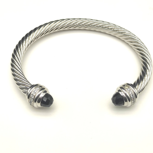 David Yurman 7mm Black Diamond-Set Cable Cuff Bracelet