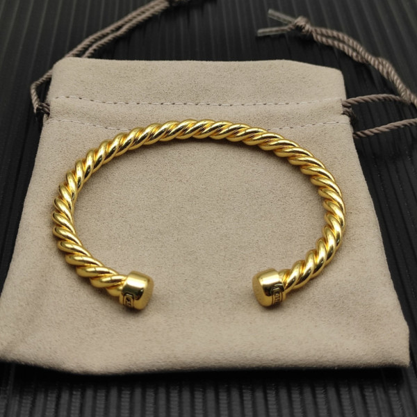 David Yurman 6mm Gold Round-End Cable Cuff Bracelet
