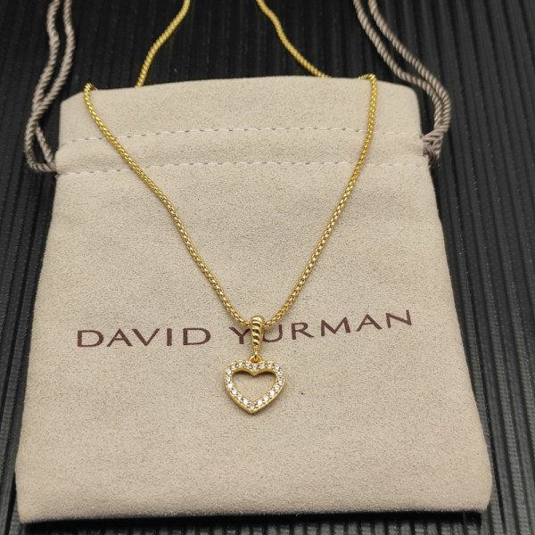 David Yurman 11mm Gold Openwork Heart Pav&Atilde;&copy; Diamond Necklace