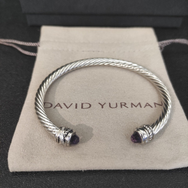David Yurman 5mm Cable Classics Rotating Purple Diamond Cuff Bracelet
