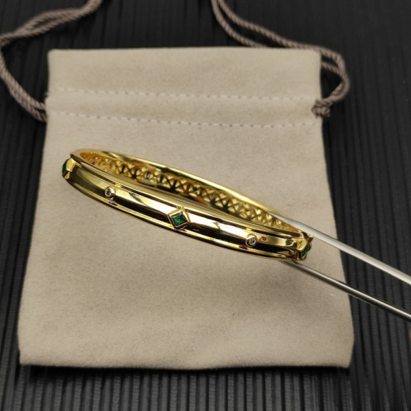 David Yurman 8mm Gold Pav&Atilde;&copy; Green Diamond Renaissance Band Bracelet