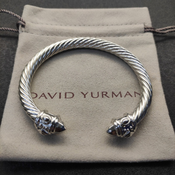 David Yurman 7mm Silver Colorful Enamel Cuff Bracelet, Fits Wrist Size 16cm - 20cm