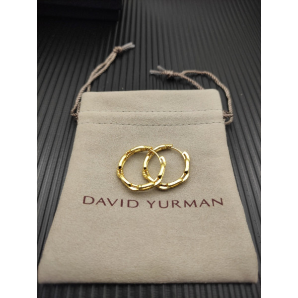 David Yurman 24x5mm Gold Diamond Pav&Atilde;&copy; Link Hoop Earrings