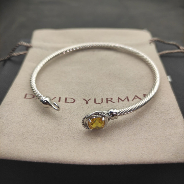 David Yurman 3mm Cable Classic Four-Point Yellow Diamond Cuff Bracelet