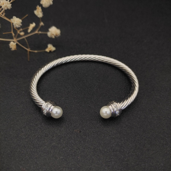 David Yurman 5mm Pearl Accent Gemstone Cuff Bracelet