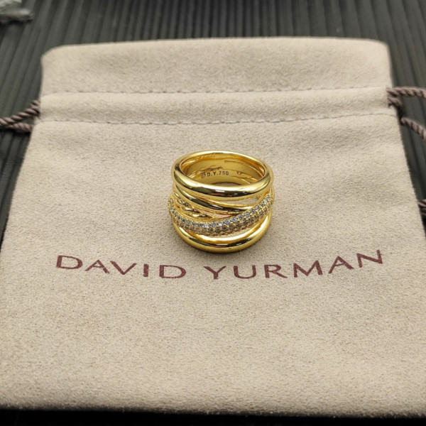 David Yurman 17.5mm Five-Row Cable Cross Diamond Ring