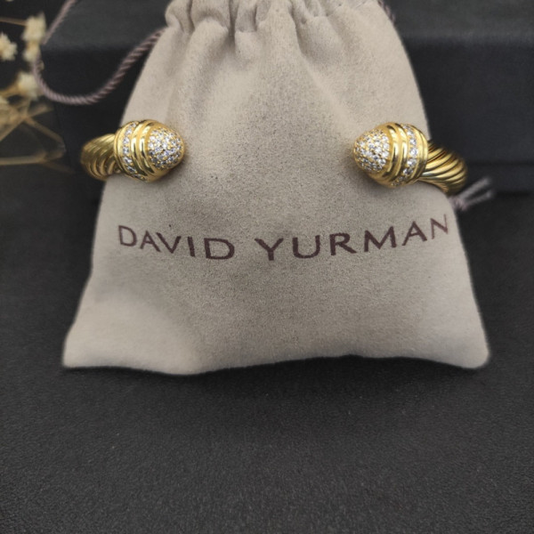 David Yurman 7mm Gold Half Pav&Atilde;&copy; Diamond Cable Cuff Bracelet