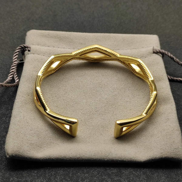 David Yurman Gold Two-Row Cuff Bracelet 13mm, Fits Wrist Size 16cm - 20cm