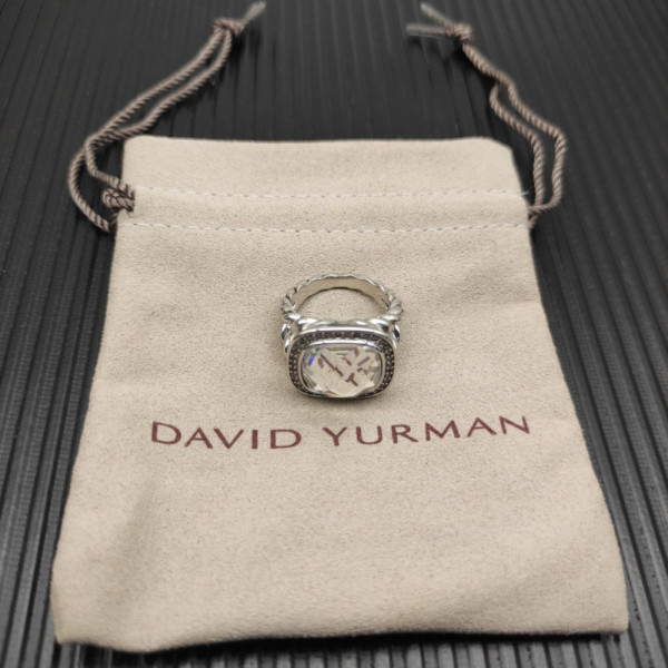 David Yurman Sterling Silver 14mm Square Pav&Atilde;&copy; White Diamond Ring