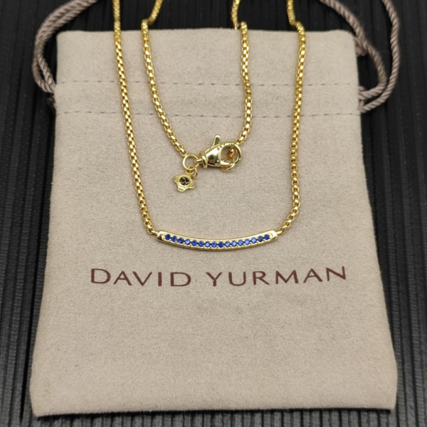 David Yurman 1.7mm Pav&Atilde;&copy; Bar Blue Diamond Necklace