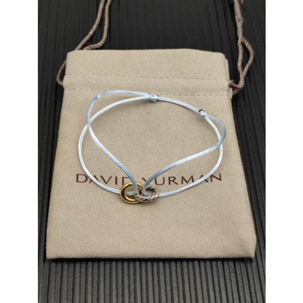 David Yurman Light Blue Double Ring Nylon Cord Bracelet