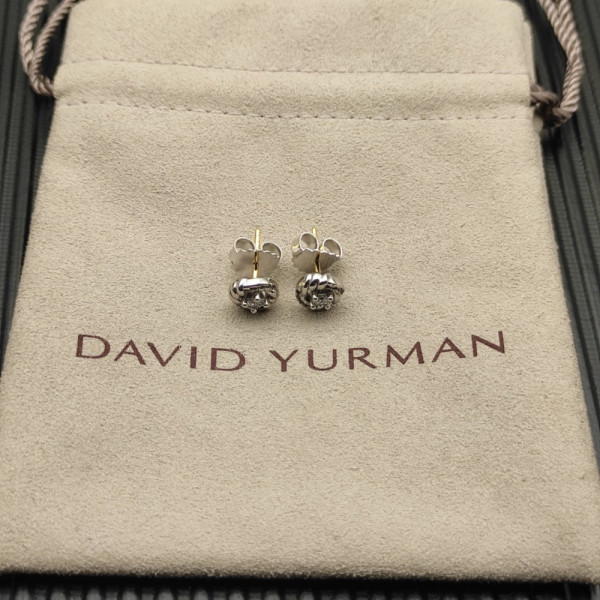 David Yurman Silver 8mm Petite Infinity Stud Earrings