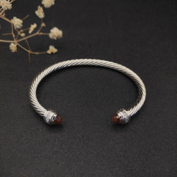 David Yurman 5mm Gemstone Champagne Diamond Station Cuff Bracelet
