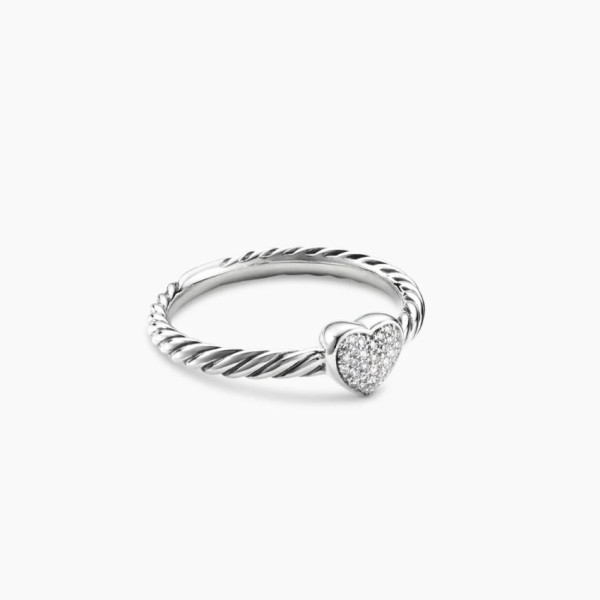 David Yurman Silver Pav&Atilde;&copy; Diamond Heart Ring