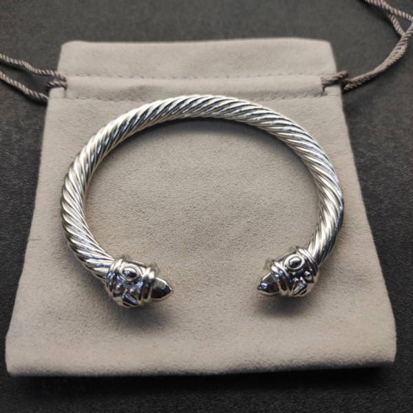 David Yurman 7mm Silver Colorful Enamel Cuff Bracelet, Fits Wrist Size 16cm - 20cm