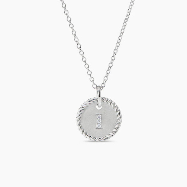 David Yurman Gold Diamond Initial I Disc Pendant Necklace