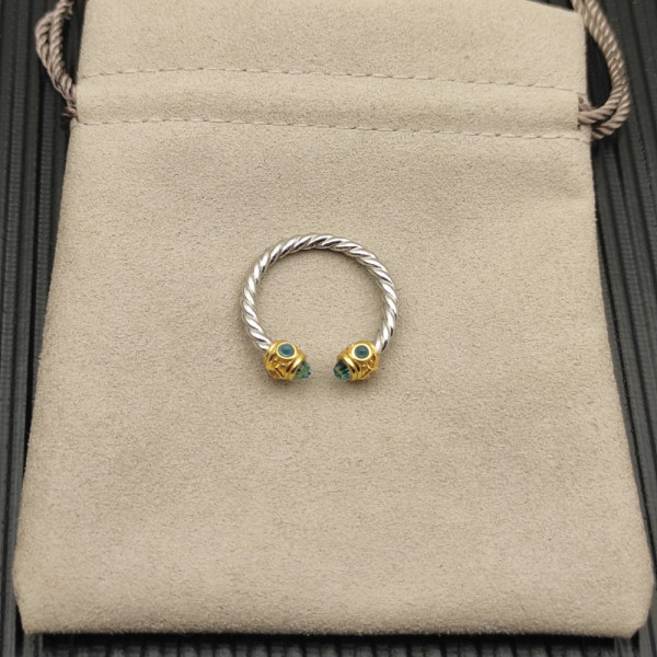 David Yurman 2.3mm Gold and Silver Renaissance Blue Diamond Pav&Atilde;&copy; Ring