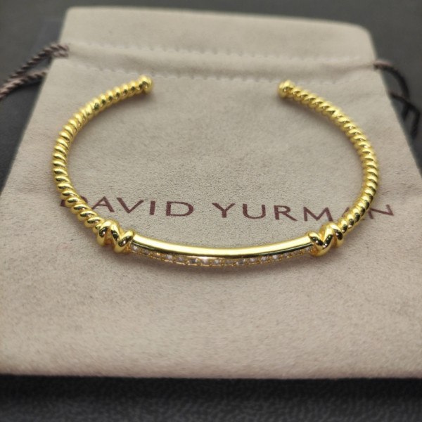 David Yurman Gold 3mm Gold Wire Cuff Bracelet, Fits Wrist Size 15cm - 18cm